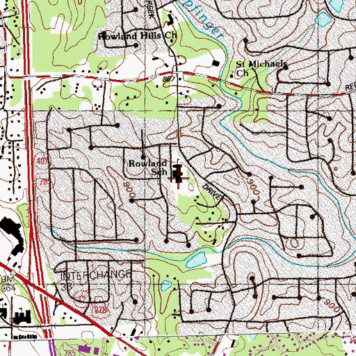 Topographic Map of Rowland Elementary School, GA