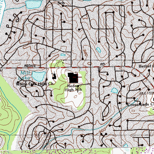 Topographic Map of Redan High School, GA