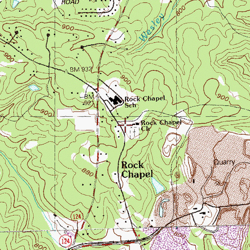 Topographic Map of Rock Chapel Church, GA