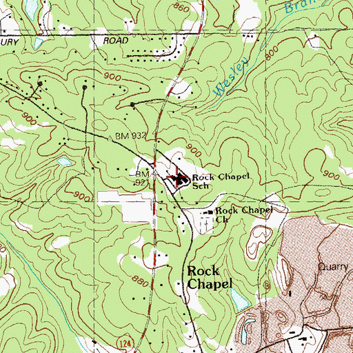 Topographic Map of Rock Chapel Elementary School, GA