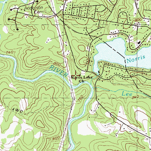 Topographic Map of Norris Lake Church, GA