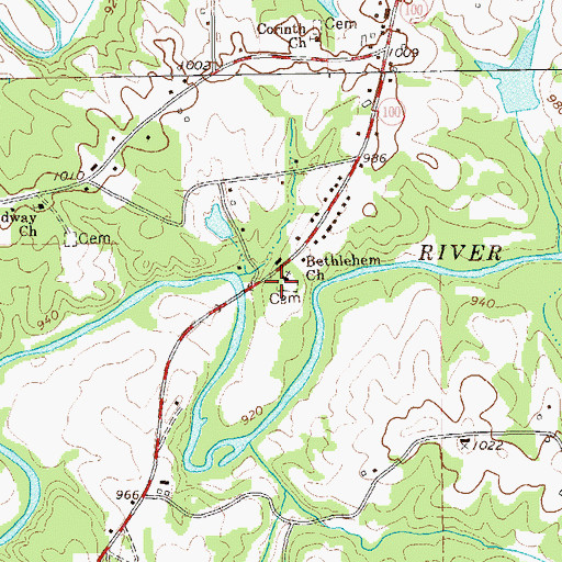 Topographic Map of Bethlehem Cemetery, GA