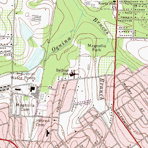 Topographic Map of Balfour School, GA