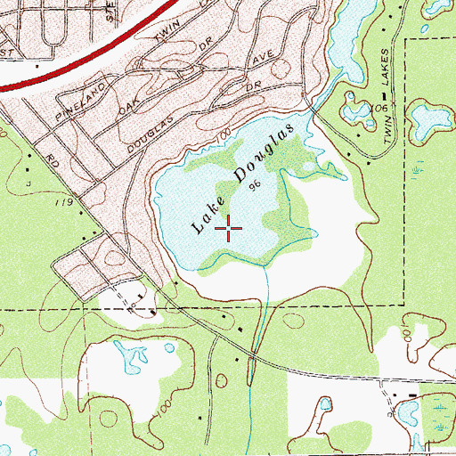 Topographic Map of Lake Douglas, GA