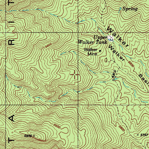 Topographic Map of Walker Mine, AZ