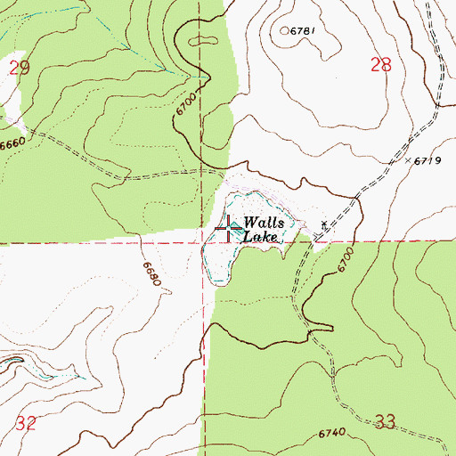 Topographic Map of Walls Lake, AZ