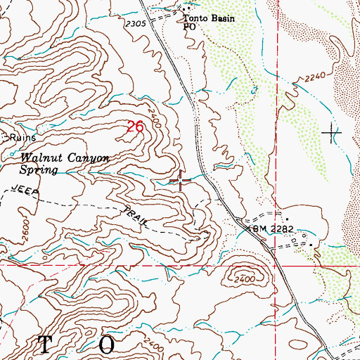 Topographic Map of Walnut Canyon, AZ