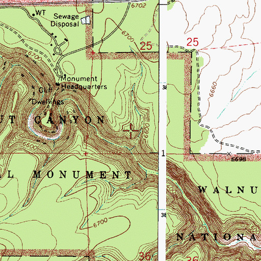 Topographic Map of Walnut Canyon National Monument, AZ