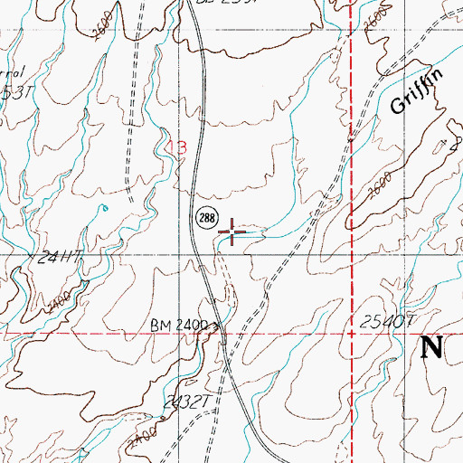 Topographic Map of Walnut Creek, AZ