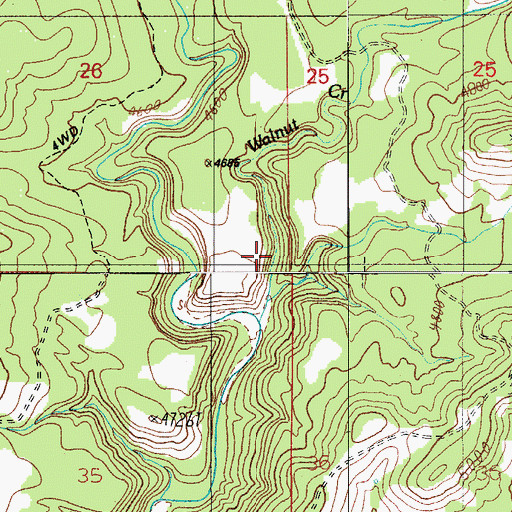 Topographic Map of Walnut Creek, AZ