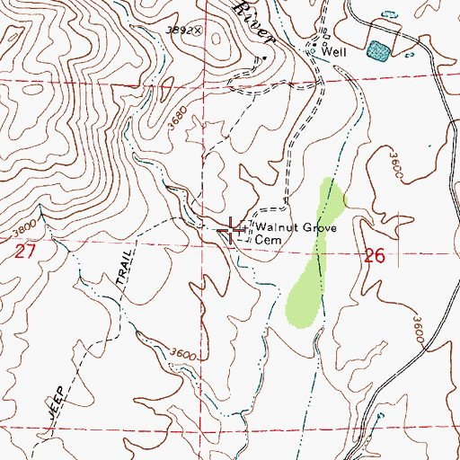 Topographic Map of Walnut Grove Cemetery, AZ