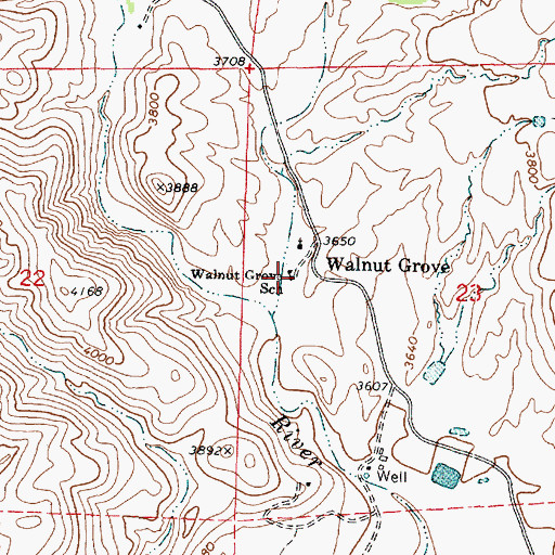 Topographic Map of Walnut Grove School, AZ