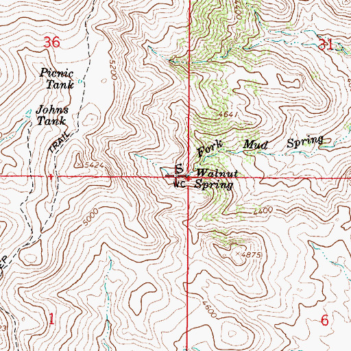 Topographic Map of Walnut Spring, AZ
