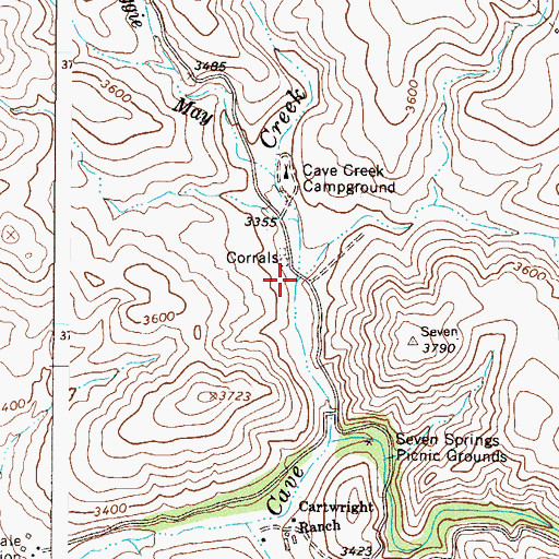 Topographic Map of Walnut Spring Canyon, AZ