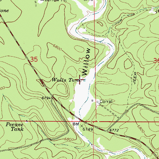 Topographic Map of Walts Tank, AZ