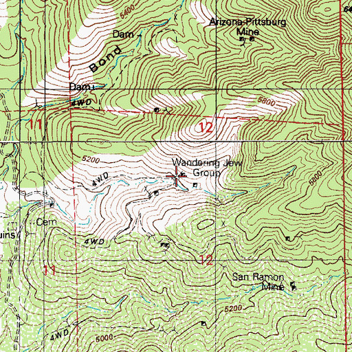 Topographic Map of Wandering Jew Group, AZ
