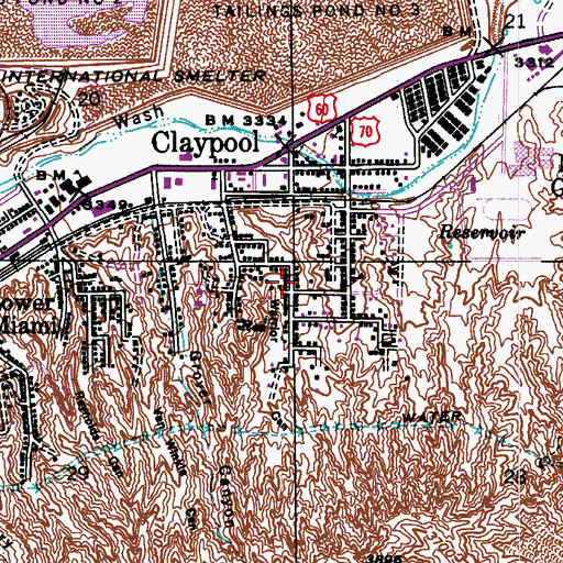 Topographic Map of Warrior Canyon, AZ