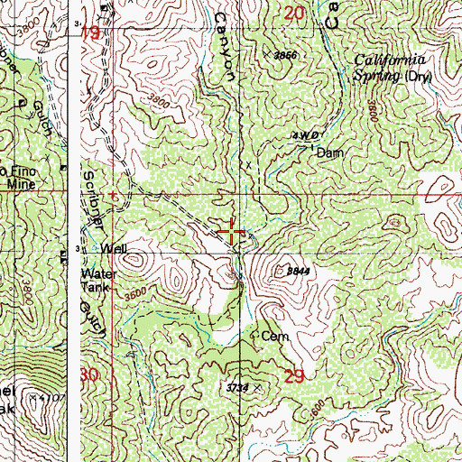 Topographic Map of Warsaw Canyon, AZ