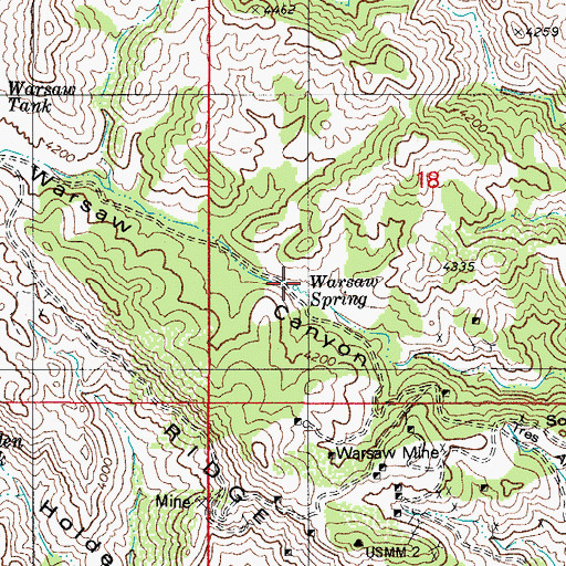 Topographic Map of Warsaw Spring, AZ