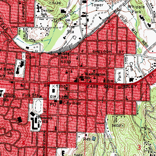 Topographic Map of Washington Traditional School, AZ