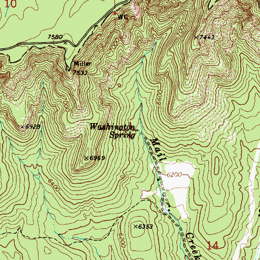 Topographic Map of Washington Spring, AZ