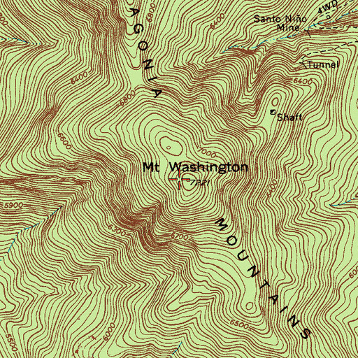 Topographic Map of Mount Washington, AZ