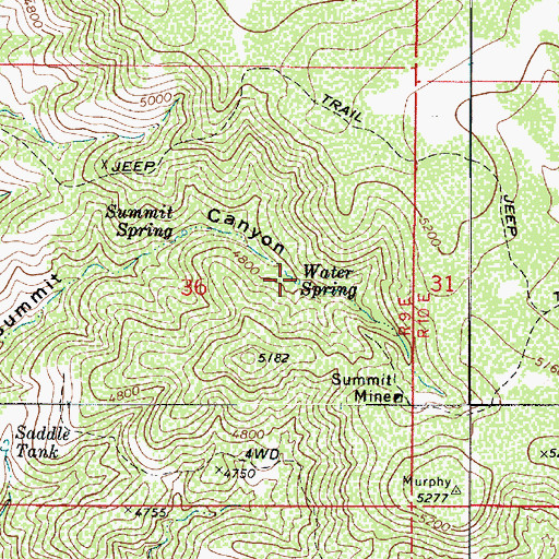 Topographic Map of Water Spring, AZ