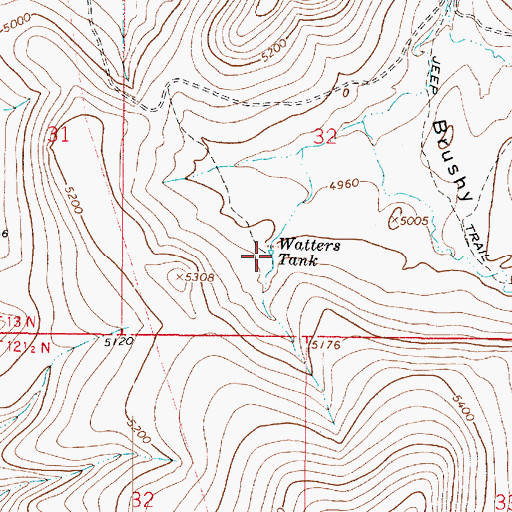 Topographic Map of Watters Tank, AZ