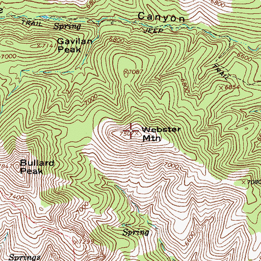 Topographic Map of Webster Mountain, AZ