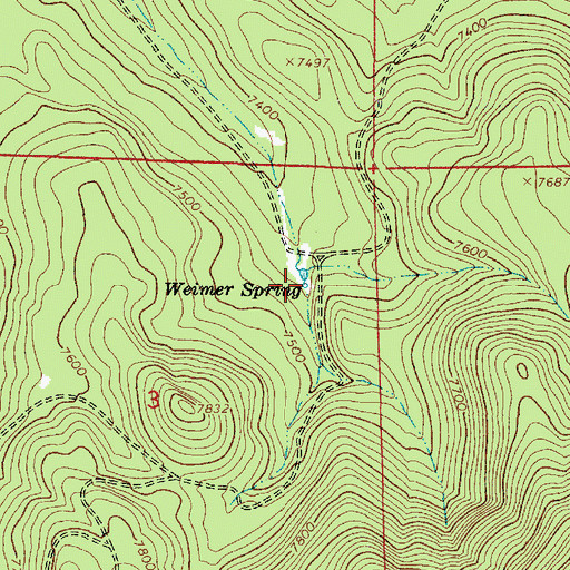 Topographic Map of Weimer Spring, AZ