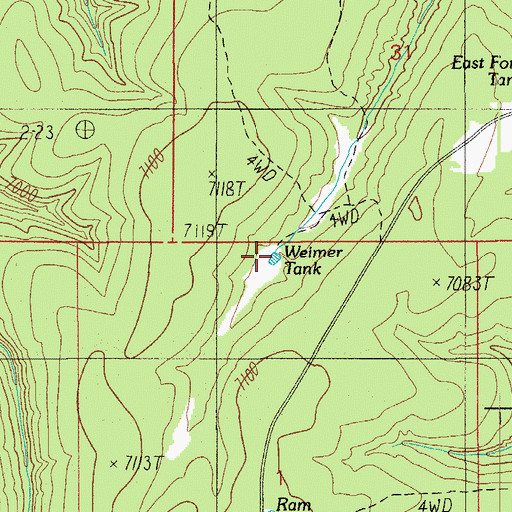 Topographic Map of Weimer Tank, AZ