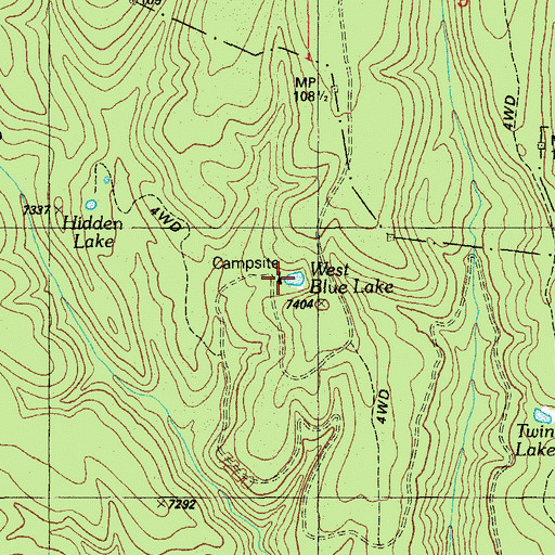 Topographic Map of West Blue Lake, AZ