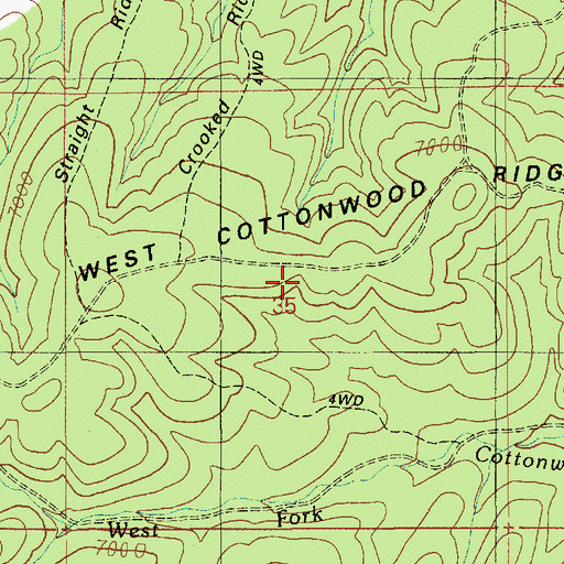 Topographic Map of West Cottonwood Ridge, AZ
