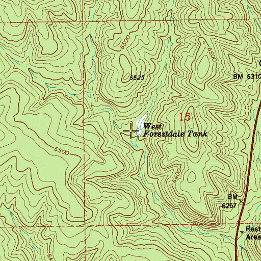 Topographic Map of West Forestdale Tank, AZ
