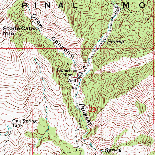Topographic Map of Crow Canyon, AZ