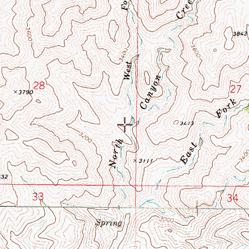 Topographic Map of West Fork North Canyon Creek, AZ