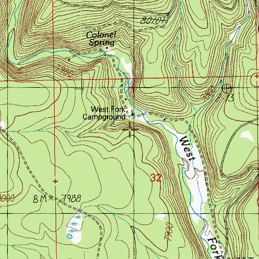 Topographic Map of West Fork Forest Camp, AZ