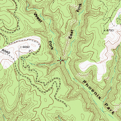 Topographic Map of West Fork Phoenix Park Canyon, AZ