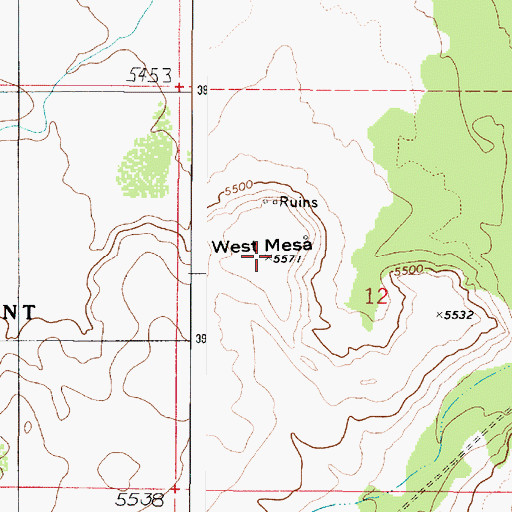 Topographic Map of West Mesa, AZ