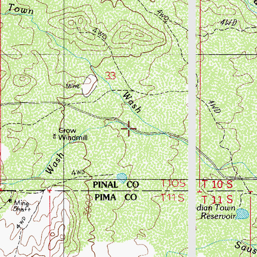 Topographic Map of Crow Wash, AZ