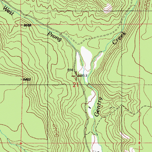 Topographic Map of West Prong Gentry Creek, AZ