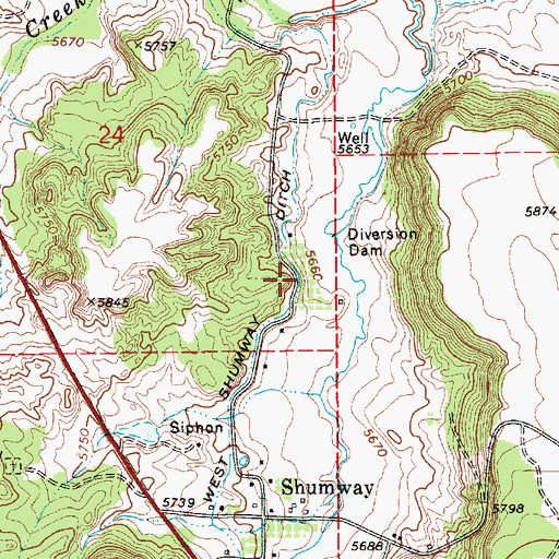 Topographic Map of West Shumway Ditch, AZ