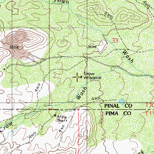 Topographic Map of Crow Windmill, AZ