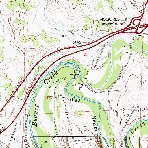 Topographic Map of Wet Beaver Creek, AZ