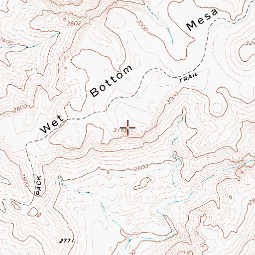 Topographic Map of Wet Bottom Mesa, AZ