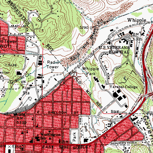 Topographic Map of Whipple Park, AZ