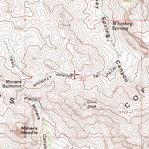 Topographic Map of Whiskey Spring Trail, AZ