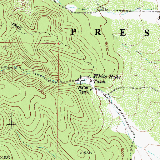 Topographic Map of White Hills Tank, AZ