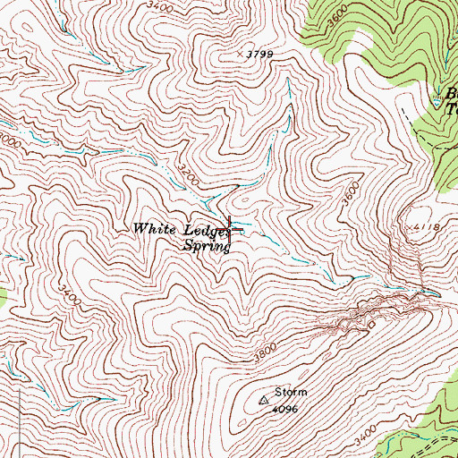 Topographic Map of White Ledges Spring, AZ