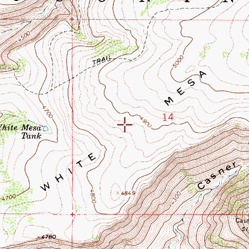 Topographic Map of White Mesa, AZ